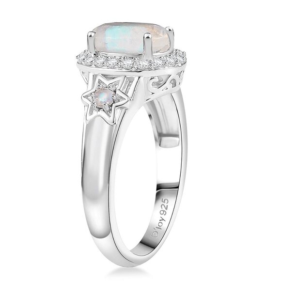 Ring Religious Jewish Star White Zircon Rhodium Over 925 Sterling Silver Size 7 - Picture 4 of 6